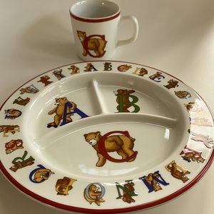 Tiffany & Co Alphabet Bears plate and mug. Never used but no original packaging